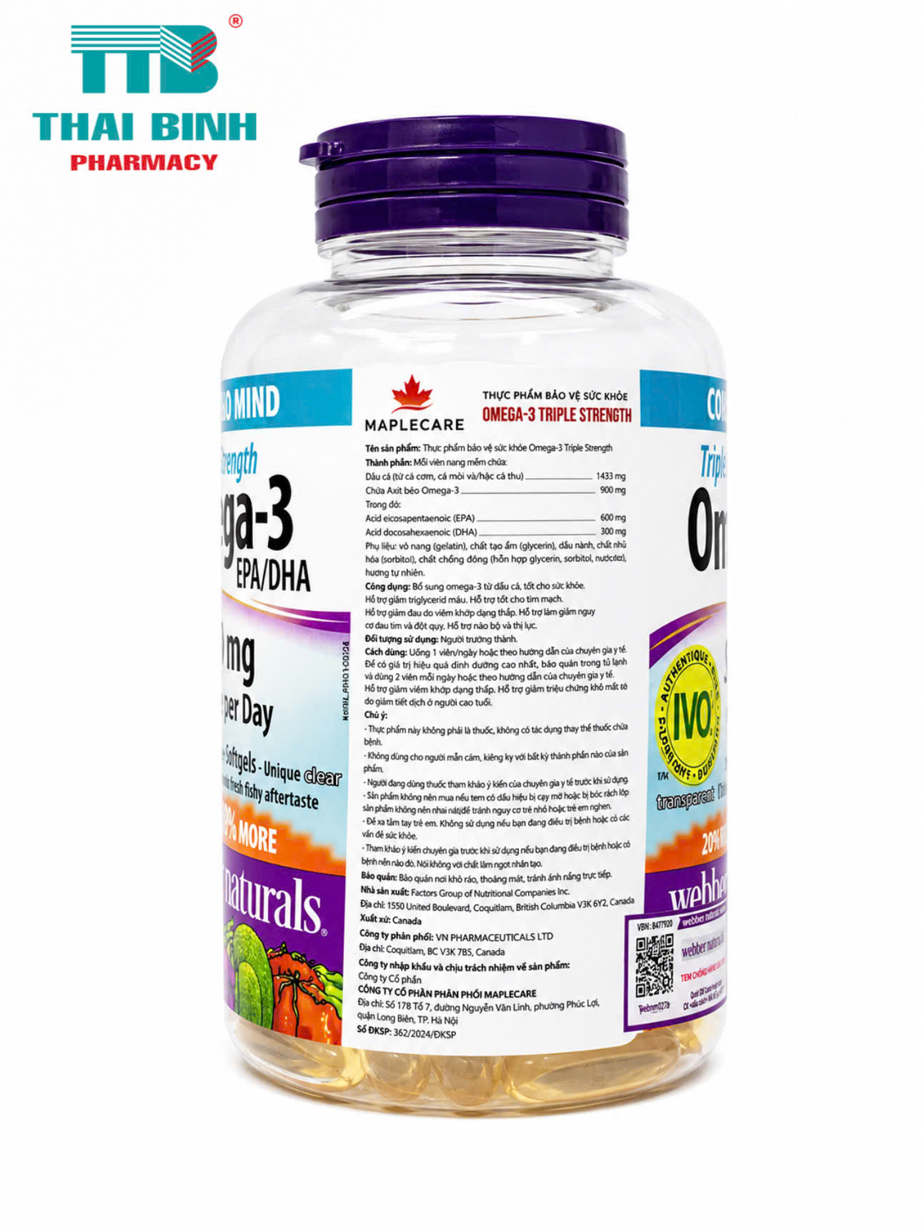 Triple Strength Omega-3 900mg EPA/DHA Webber Naturals L/120v 3/30